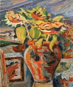 Tiesto con girasoles